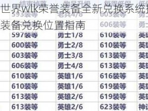 魔兽世界wlk荣誉装备全新兑换系统揭秘：荣誉装备兑换位置指南