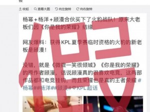 杨洋团队辟谣与杨幂顾漫收购KPL火豹战队传闻：澄清事实真相揭秘介绍