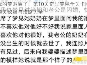 妈妈把我的梦叫醒了：第10关奇异梦境全关卡图文攻略详解：通关秘籍与攻略大全