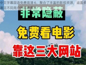 最近中文字幕国语免费高清 6，聚合了丰富的影视资源，涵盖多种类型，满足不同用户的观看需求