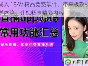 成人 18AV 精品免费软件，带来极致视觉体验，让您畅享精彩内容