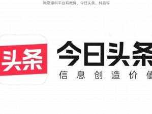 网络爆料平台有微博、今日头条、抖音等