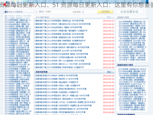 51资源每日更新入口、51 资源每日更新入口：这里有你想要的资源