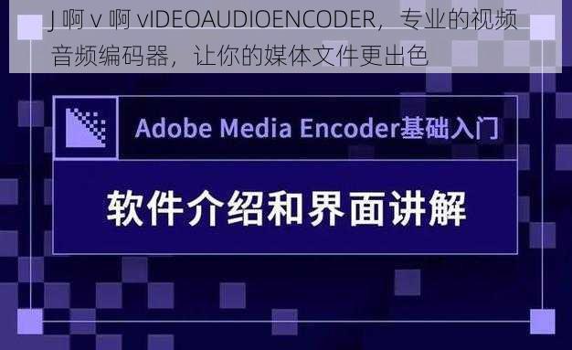 J 啊 v 啊 vIDEOAUDIOENCODER，专业的视频音频编码器，让你的媒体文件更出色