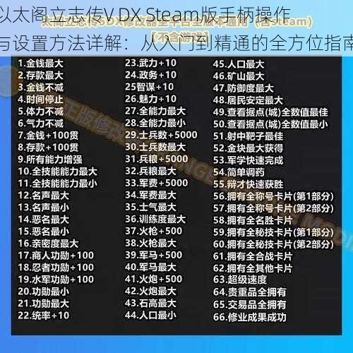 以太阁立志传V DX Steam版手柄操作与设置方法详解：从入门到精通的全方位指南