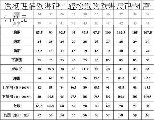 透彻理解欧洲码，轻松选购欧洲尺码 M 高清产品