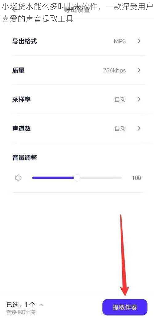 小烧货水能么多叫出来软件，一款深受用户喜爱的声音提取工具