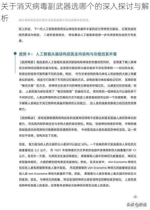 关于消灭病毒副武器选哪个的深入探讨与解析