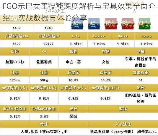 FGO示巴女王技能深度解析与宝具效果全面介绍：实战数据与体验分享