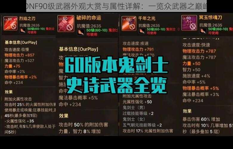 DNF90级武器外观大赏与属性详解：一览众武器之巅峰