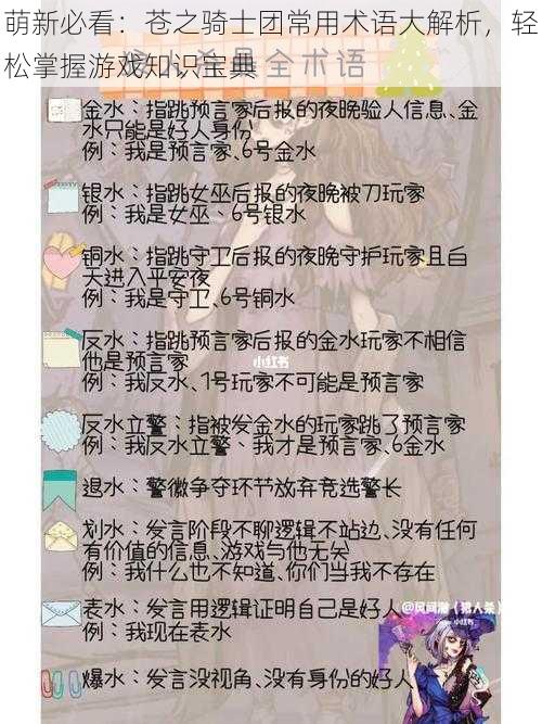 萌新必看：苍之骑士团常用术语大解析，轻松掌握游戏知识宝典