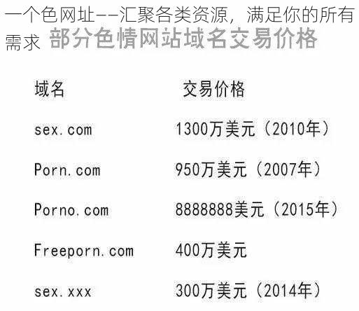 一个色网址——汇聚各类资源，满足你的所有需求