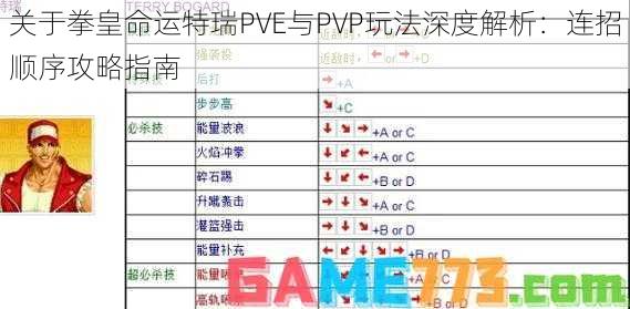 关于拳皇命运特瑞PVE与PVP玩法深度解析：连招顺序攻略指南