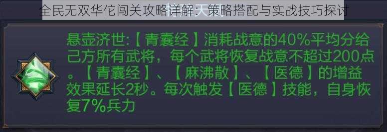 全民无双华佗闯关攻略详解：策略搭配与实战技巧探讨