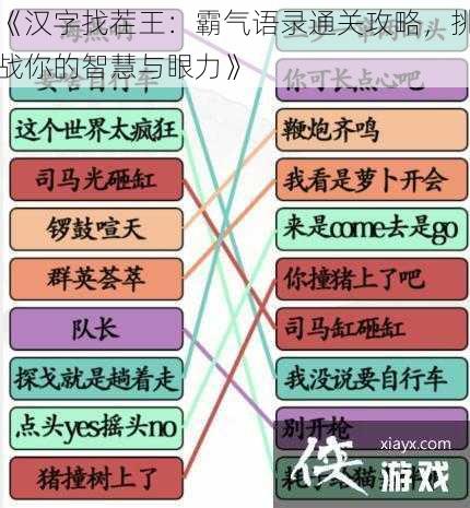 《汉字找茬王：霸气语录通关攻略，挑战你的智慧与眼力》