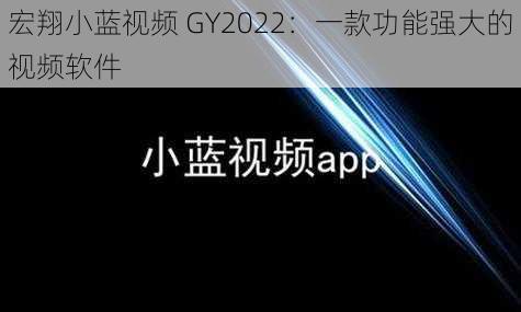 宏翔小蓝视频 GY2022：一款功能强大的视频软件