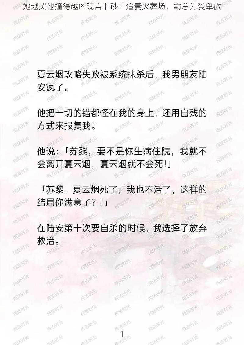 她越哭他撞得越凶现言非砂：追妻火葬场，霸总为爱卑微