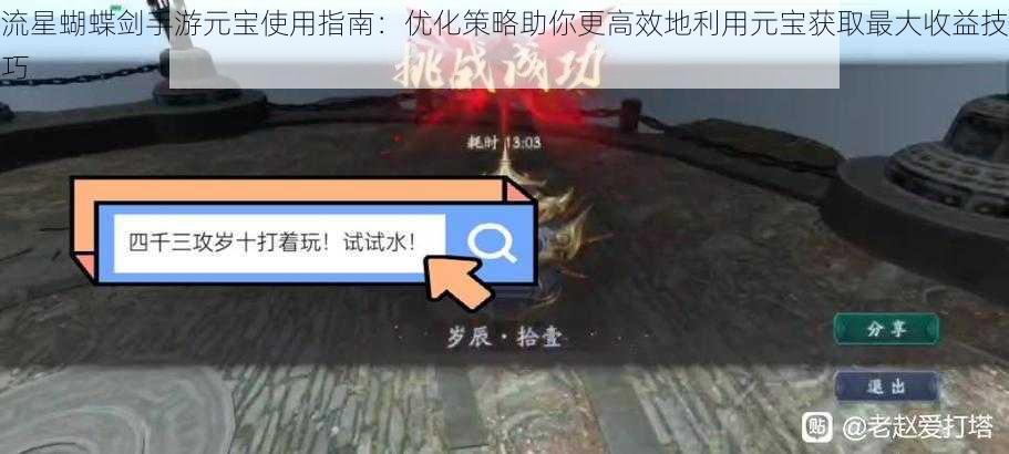 流星蝴蝶剑手游元宝使用指南：优化策略助你更高效地利用元宝获取最大收益技巧