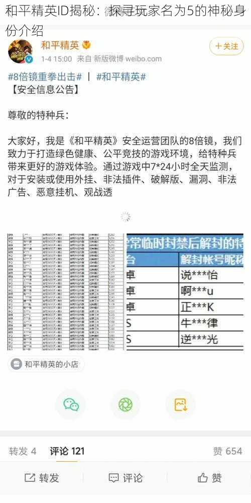 和平精英ID揭秘：探寻玩家名为5的神秘身份介绍