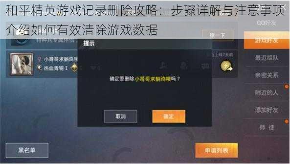 和平精英游戏记录删除攻略：步骤详解与注意事项介绍如何有效清除游戏数据