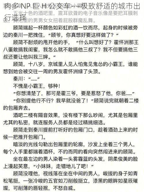 肉多 NP 巨 H 公交车——极致舒适的城市出行选择