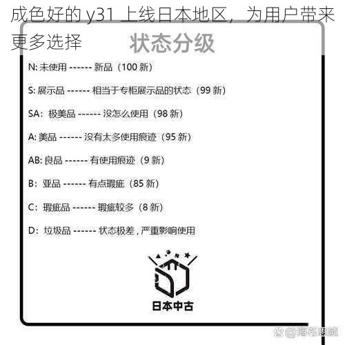 成色好的 y31 上线日本地区，为用户带来更多选择