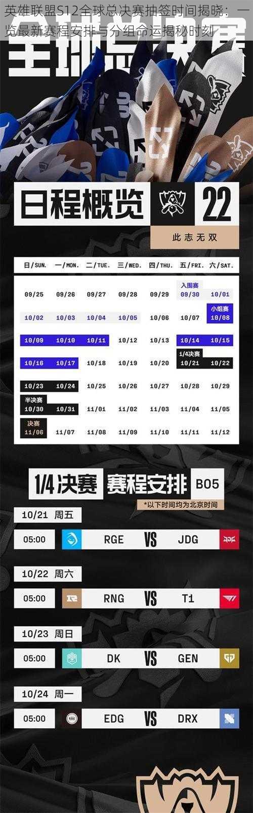 英雄联盟S12全球总决赛抽签时间揭晓：一览最新赛程安排与分组命运揭秘时刻