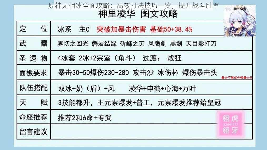 原神无相冰全面攻略：高效打法技巧一览，提升战斗胜率