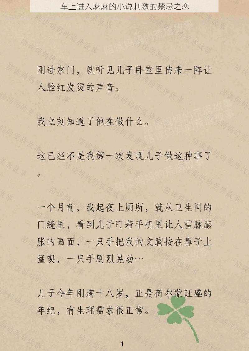 车上进入麻麻的小说刺激的禁忌之恋