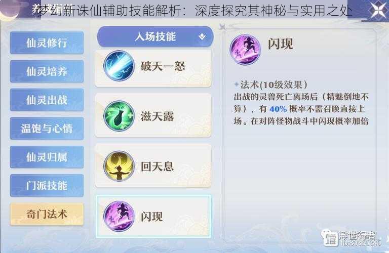 梦幻新诛仙辅助技能解析：深度探究其神秘与实用之处