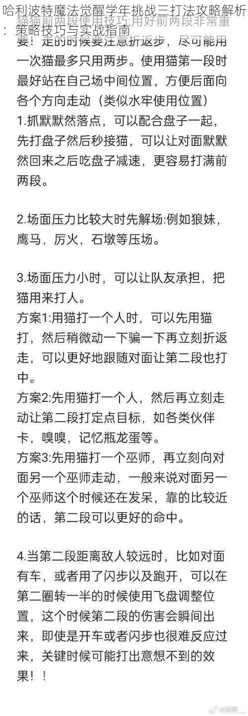 哈利波特魔法觉醒学年挑战三打法攻略解析：策略技巧与实战指南