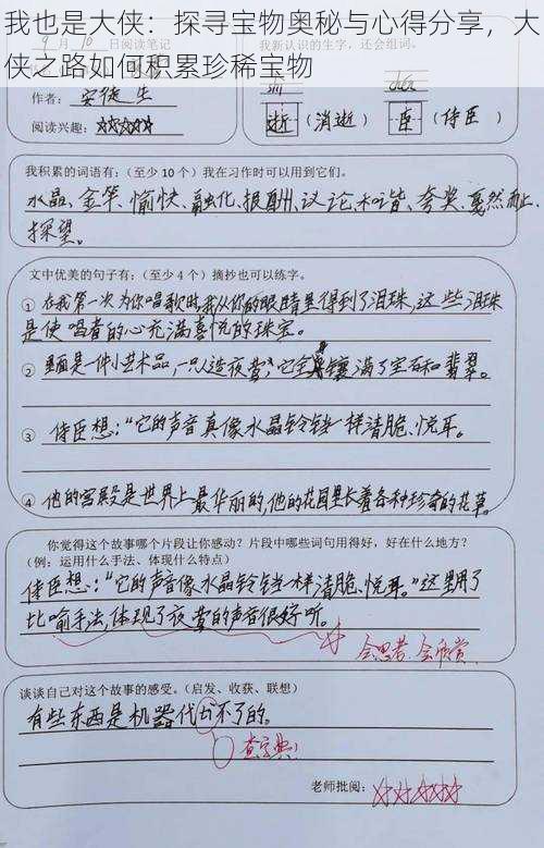 我也是大侠：探寻宝物奥秘与心得分享，大侠之路如何积累珍稀宝物