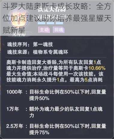 斗罗大陆奥斯卡成长攻略：全方位加点建议助你培养最强星耀天赋新星