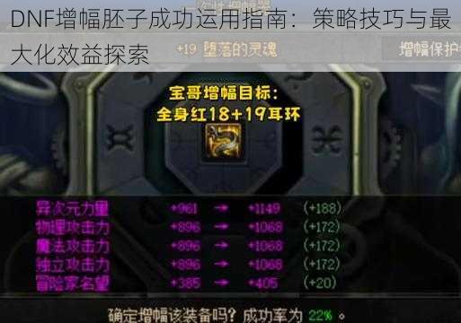 DNF增幅胚子成功运用指南：策略技巧与最大化效益探索