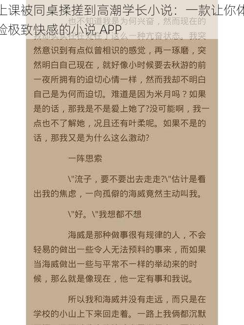 上课被同桌揉搓到高潮学长小说：一款让你体验极致快感的小说 APP