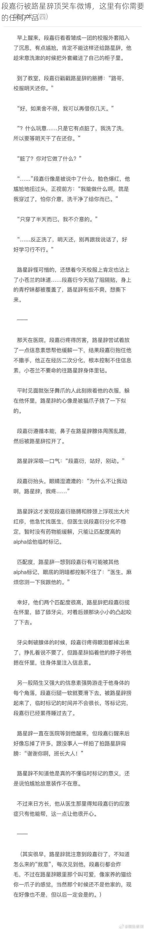 段嘉衍被路星辞顶哭车微博，这里有你需要的任何产品