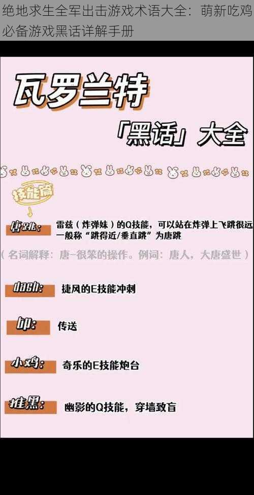 绝地求生全军出击游戏术语大全：萌新吃鸡必备游戏黑话详解手册