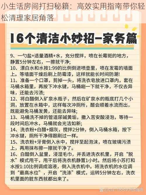 小生活房间打扫秘籍：高效实用指南带你轻松清理家居角落