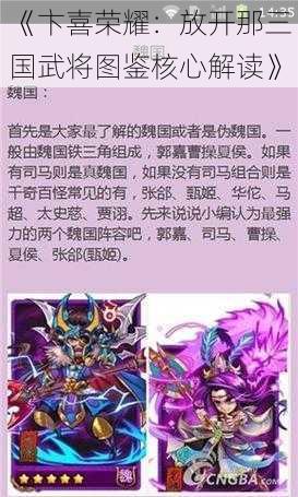 《卞喜荣耀：放开那三国武将图鉴核心解读》