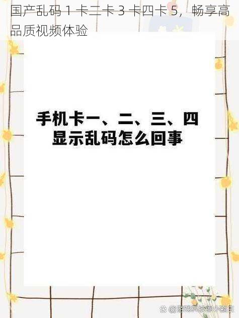 国产乱码 1 卡二卡 3 卡四卡 5，畅享高品质视频体验