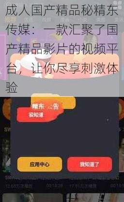 成人国产精品秘精东传媒：一款汇聚了国产精品影片的视频平台，让你尽享刺激体验