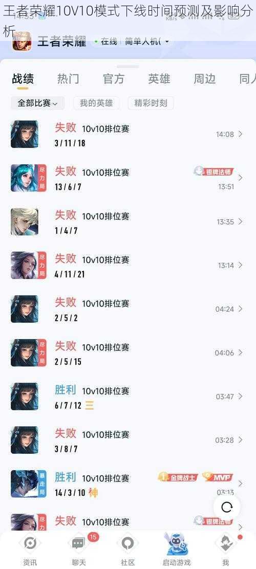 王者荣耀10V10模式下线时间预测及影响分析