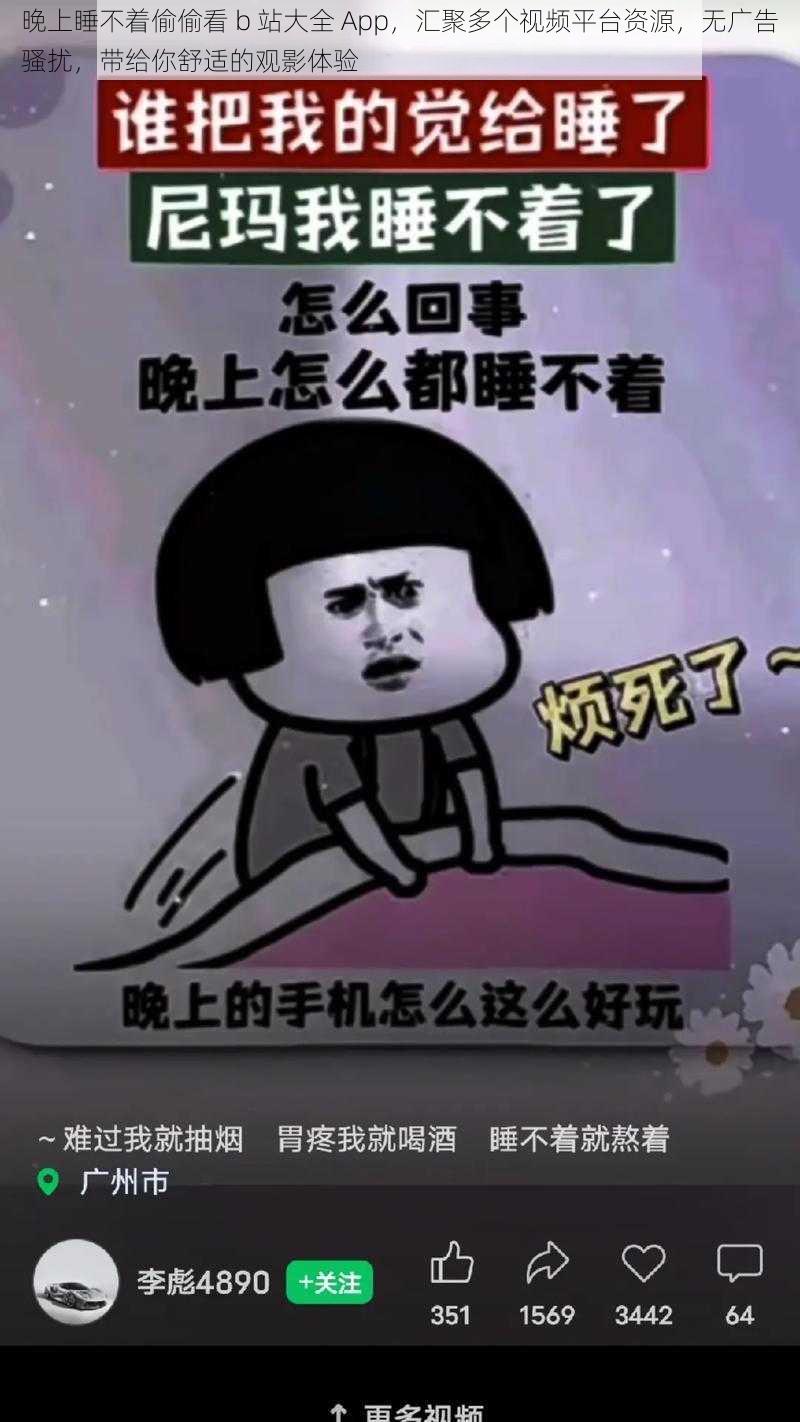 晚上睡不着偷偷看 b 站大全 App，汇聚多个视频平台资源，无广告骚扰，带给你舒适的观影体验