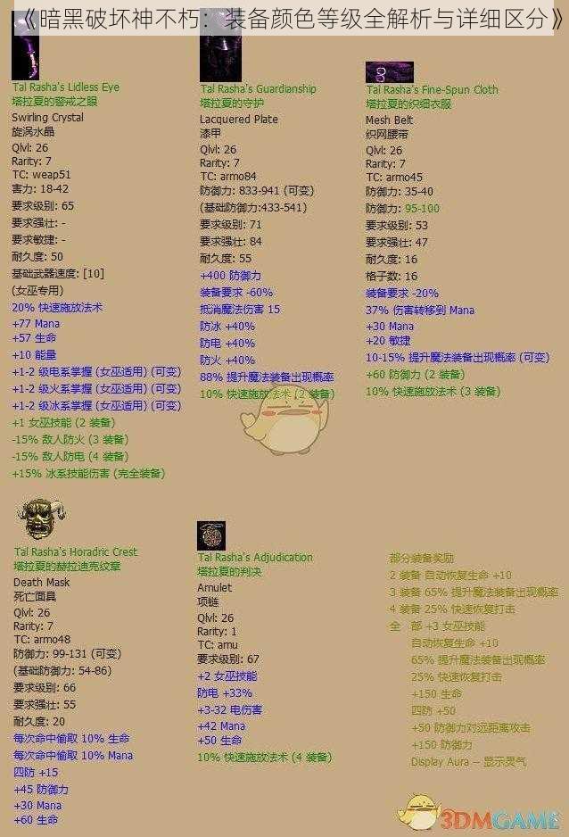 《暗黑破坏神不朽：装备颜色等级全解析与详细区分》