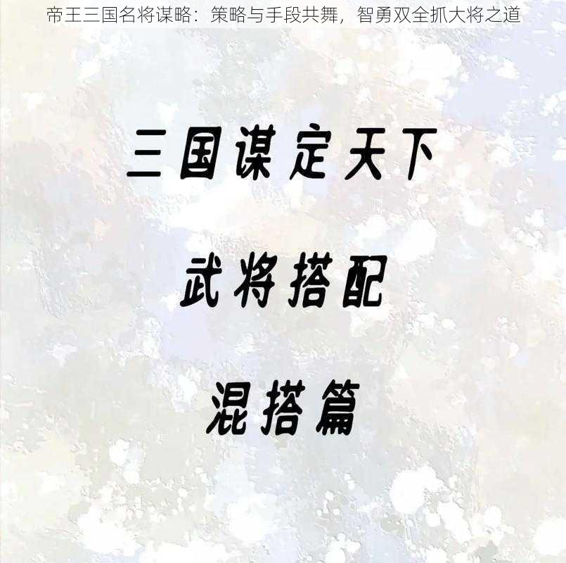 帝王三国名将谋略：策略与手段共舞，智勇双全抓大将之道