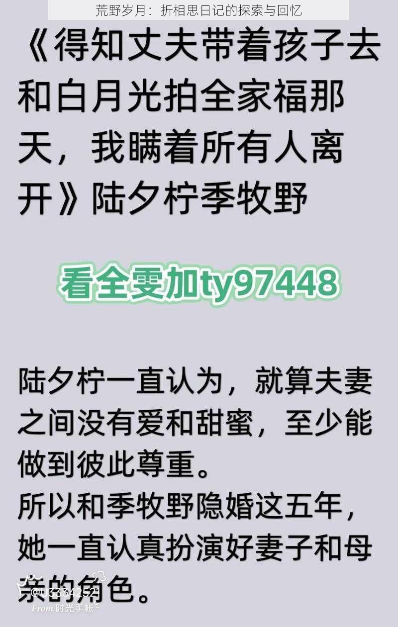 荒野岁月：折相思日记的探索与回忆