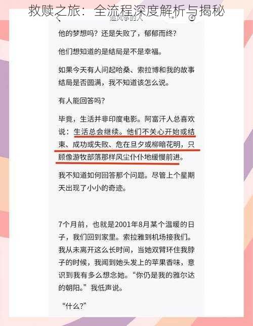 救赎之旅：全流程深度解析与揭秘