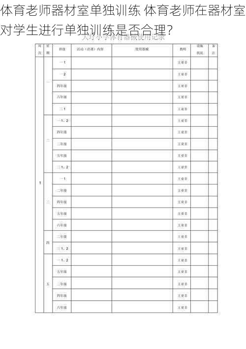 体育老师器材室单独训练 体育老师在器材室对学生进行单独训练是否合理？