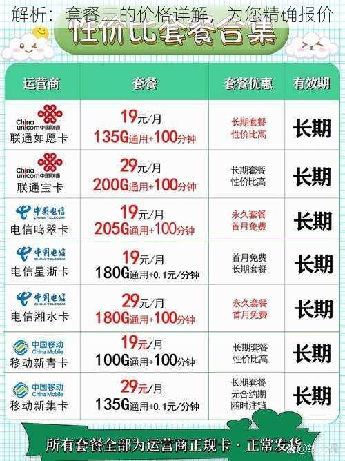 解析：套餐三的价格详解，为您精确报价