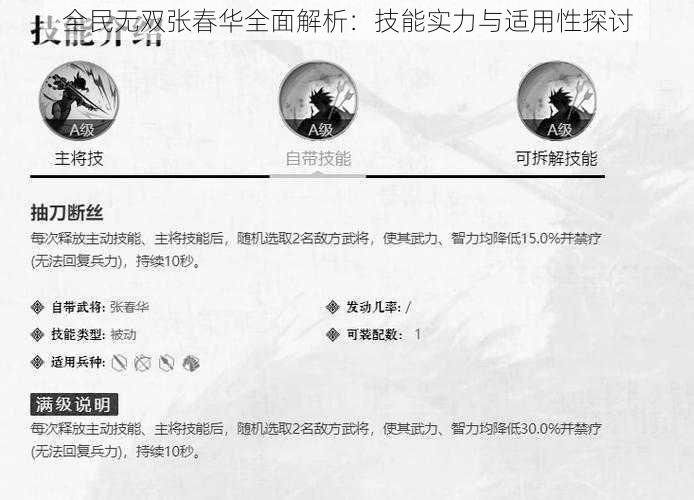 全民无双张春华全面解析：技能实力与适用性探讨